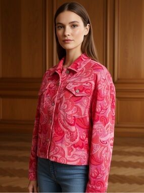 Vibrant Pink Swirl Jacket Eye Catching  Abstract Patterns Pinks & Purple Colors